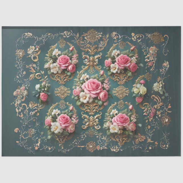 Papel De Seda Desnudos de flores tradicionales (Anverso)