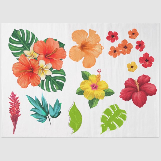 Papel De Seda Desnudos de flores tropicales (Anverso)