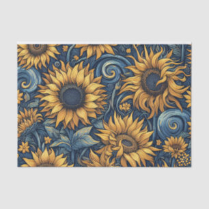 Papel De Seda Desnudos de girasoles amarillos y azules