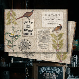Papel De Seda Desnudos de la Masculina de Pájaros de Café Epheme