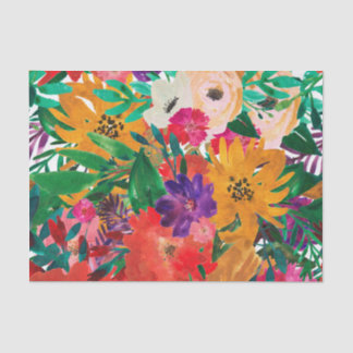 Papel De Seda Desnudos de las flores de color de agua tropical