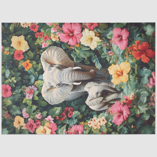 Papel De Seda Desnudos de las flores de Hibiscus de Elefante y C (Anverso)