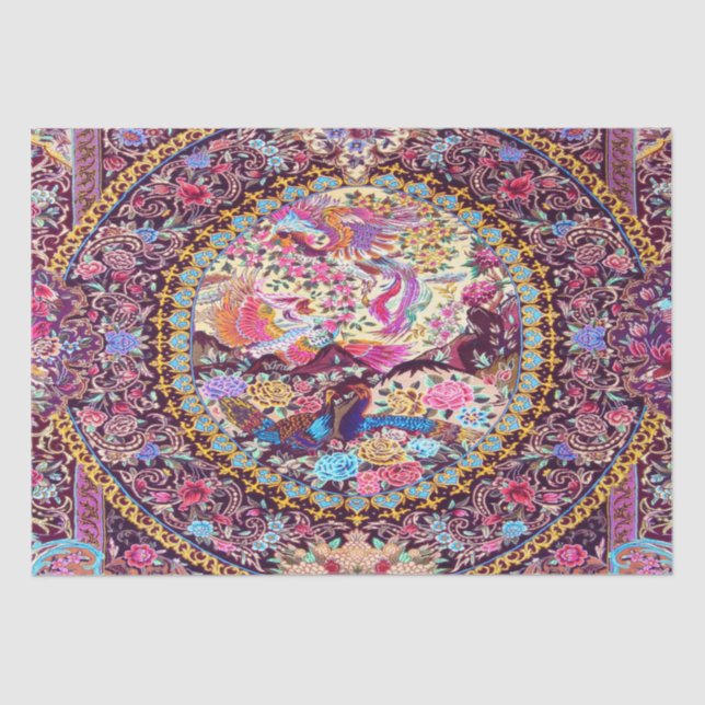 Papel De Seda Desnudos de pavo real azul púrpura Persa (Anverso)