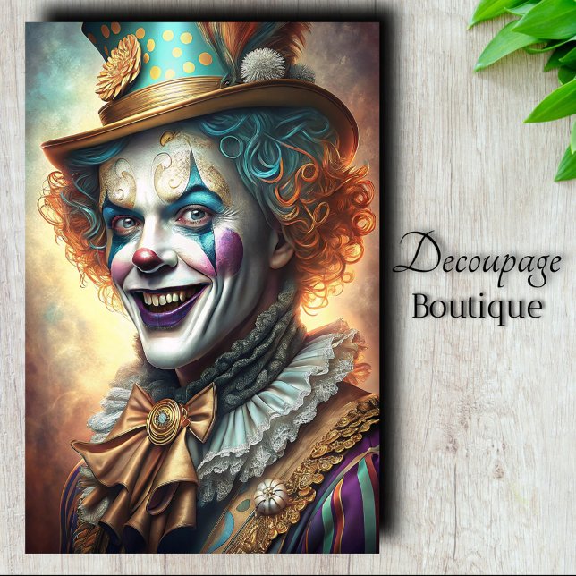 Papel De Seda Desnudos de payasos teatrales de Showman (Theatrical Showman Clown Decoupage Tissue Paper)