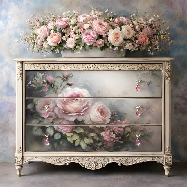 Papel De Seda Desnudos del amanecer Rosa de Misty (Misty Rose Dawn Decoupage Tissue Paper)