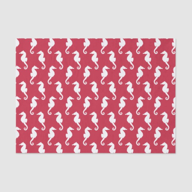 Papel De Seda Desnudos del patrón rojo y blanco del caballito de (Anverso)
