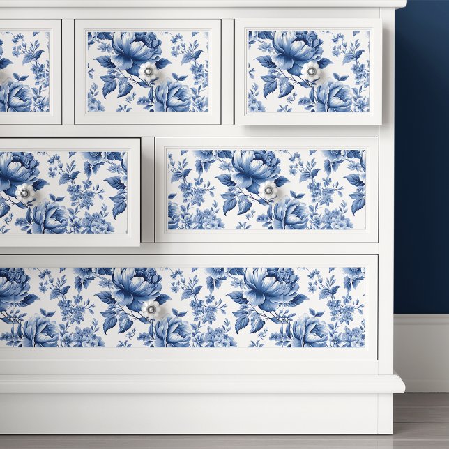 Papel De Seda Desnudos florales azules de tela francesa de jouy (Subido por el creador)