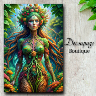 Papel De Seda Despertar de Gaia Diosa de la Naturaleza Vibrante 