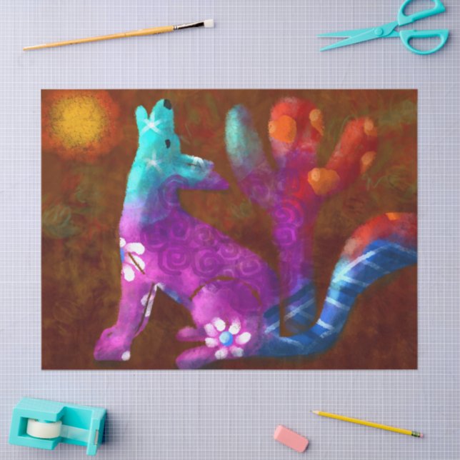 Papel De Seda Despertar del desierto de Coyote Saguaro Cactus (Artesanía)