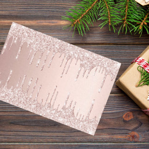 Papel De Seda Destellos de oro rosa gotean lujo femenino rosa