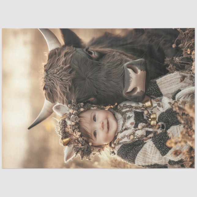 Papel De Seda Desvincular a una vaca de las tierras altas infant (Anverso)