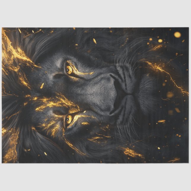 Papel De Seda Desvincular el león majestuoso con efectos místico (Anverso)