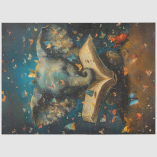 Papel De Seda Desvincular elefante caprichoso con libros escolar