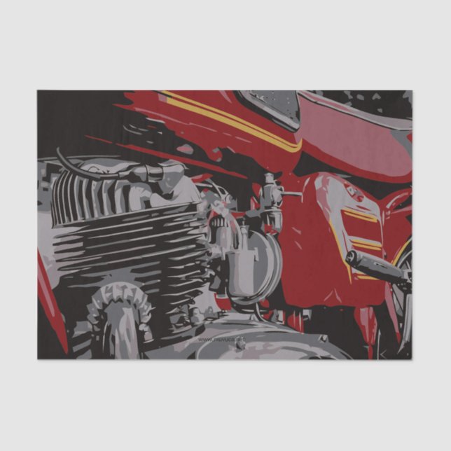 Papel De Seda Detalle de motocicleta roja (Anverso)