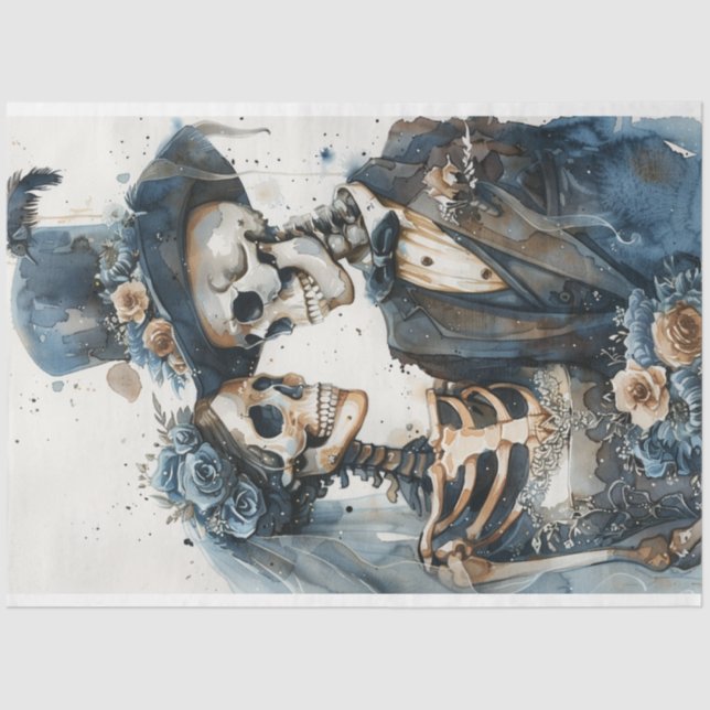 Papel De Seda Día de Desnudo de la Pareja Boda Muerta (Anverso)