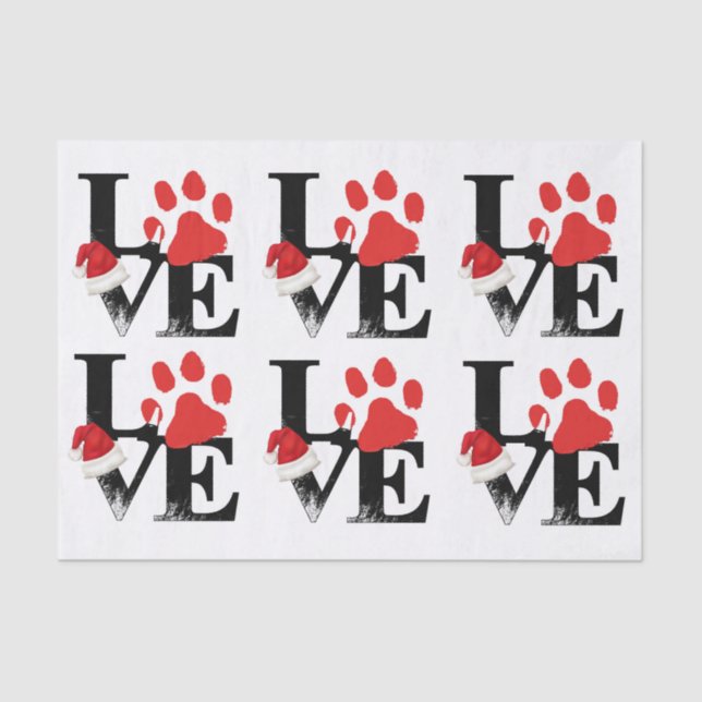 Papel De Seda Día de fiesta Santapaws - impresión de la pata en (Anverso)