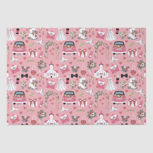 Papel De Seda Día De La Boda En Rosa (Anverso)