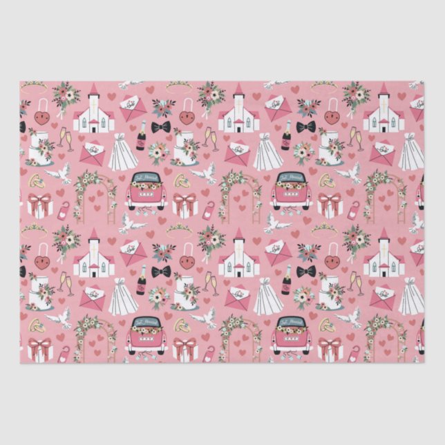 Papel De Seda Día De La Boda En Rosa (Anverso)