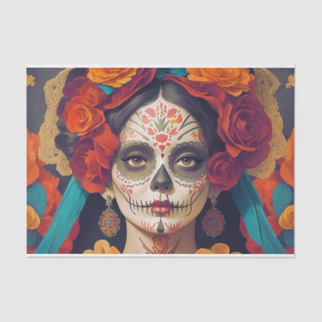 Papel De Seda Día De La Catrina De Los Muertos 1 Desnudo (Anverso)