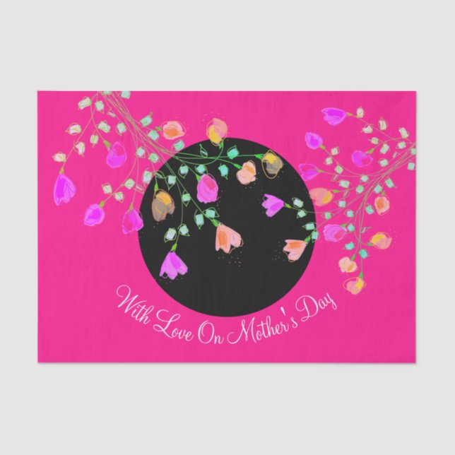 Papel De Seda Día de la Madre De Flor Rosa Y Negro (Anverso)