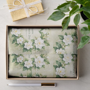 Papel De Seda Día de la Madre flores de gardenia blancas y verde