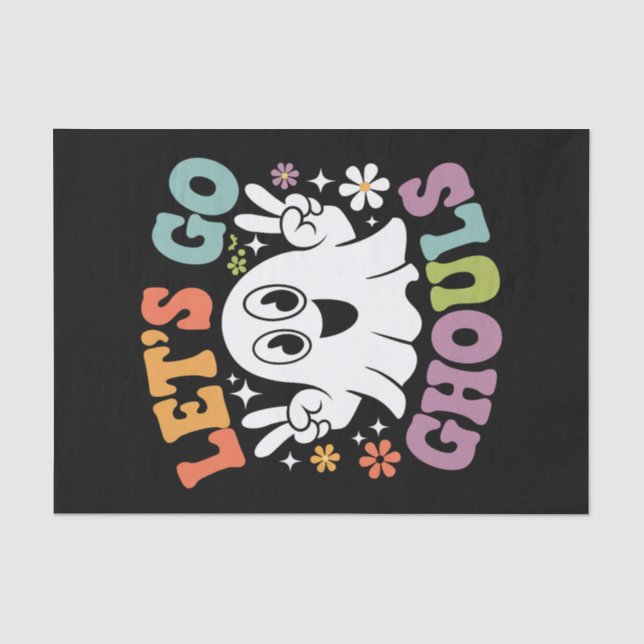 Papel De Seda Día de las Brujas Vamos Ghouls Fantasma Disfraz Re (Anverso)