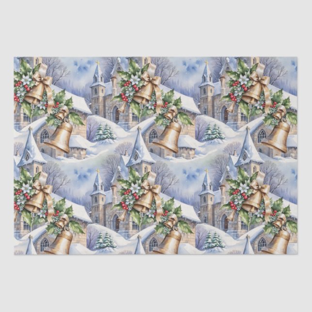 Papel De Seda Día de las campanas doradas de los Navidades (Anverso)