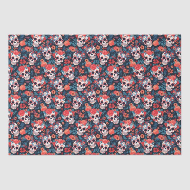 Papel De Seda 💀 Día de Muertos, cráneos de azúcar (Anverso)