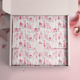 Papel De Seda Día de Nieve en el pueblo de los Navidades rosados