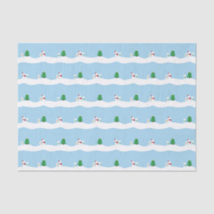 Papel De Seda Día de nieve Kawaii con Navidad de conejo y oso