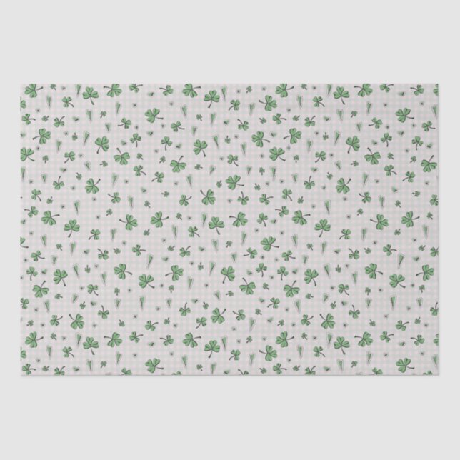 Papel De Seda Día de San Patrón de Gingham Rosa y Verde (Anverso)