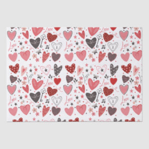 Papel De Seda Día de San Valentín Amor Corazón Rosa y Rojo