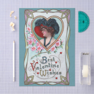 Papel De Seda Día de San Valentín antiguo, mujer elegante en un 