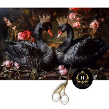 Día de San Valentín Black Swan Red Florals Decoupa