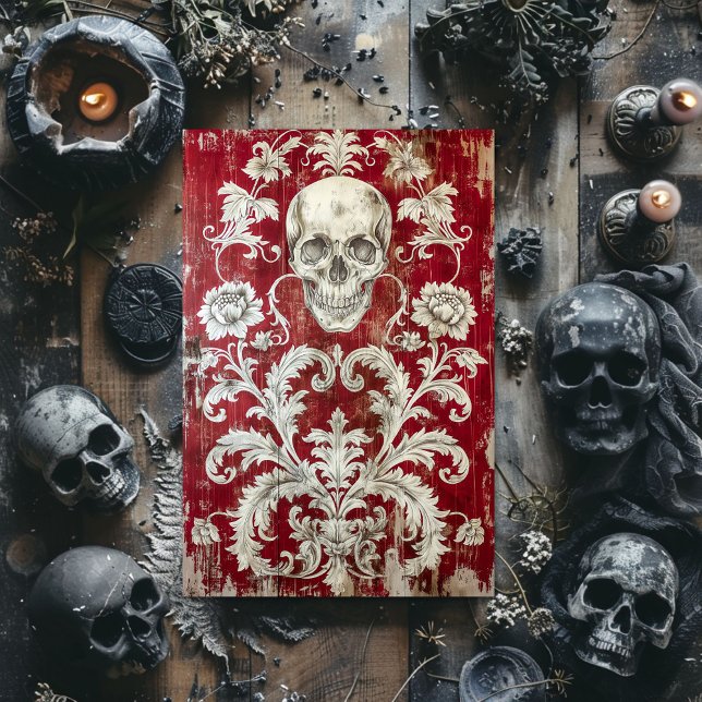 Papel De Seda Día de San Valentín Calavera Esqueleto Gótico Deco (Subido por el creador)