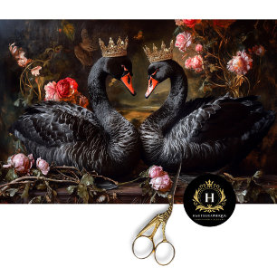 Papel De Seda Día de San Valentín Cisne Negro Flores Rojas Decou