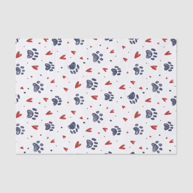 Papel De Seda Día de San Valentín con estampado de huellas de pa (Anverso)