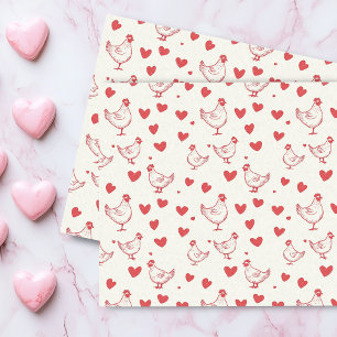 Papel De Seda Día de San Valentín Corazón de Pollo Amor