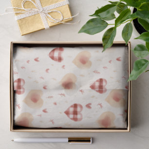 Papel De Seda Día de San Valentín Corazones Rojos Crema
