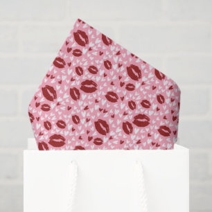 Papel De Seda Día de San Valentín Femenino Rojo Rosa Dibujado a 