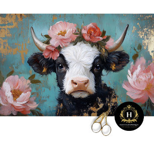 Papel De Seda Día de San Valentín Highland Cow Rustic Decoupage