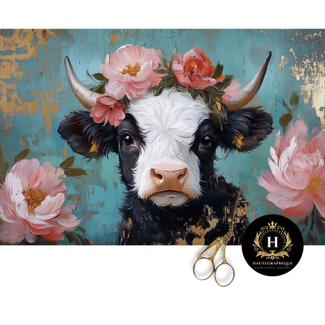 Papel De Seda Día de San Valentín Highland Cow Rustic Decoupage (Subido por el creador)