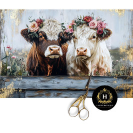 Papel De Seda Día de San Valentín Highland Cow Rustic Decoupage