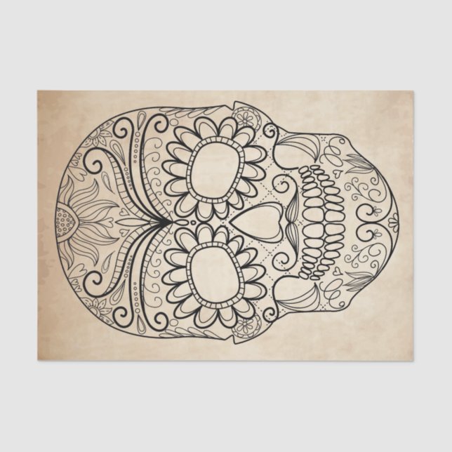 Papel De Seda Día del cráneo sucio muerto (Anverso)