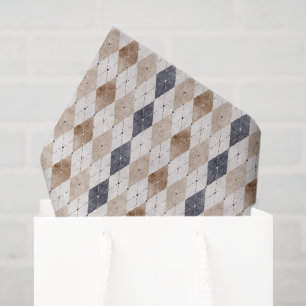 Papel De Seda Día del Padre Argyle Crema Azul
