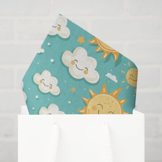 Papel De Seda Día verde azulado y soleado (Bolsa de regalo)