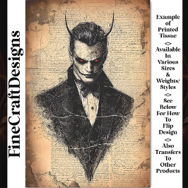 Papel De Seda Diablo Gótico Victoriano Con Ojos Rojos BB5 Desenl