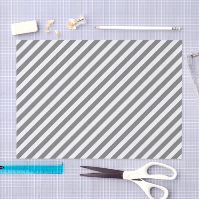 Papel De Seda Diagonal gray and white stripes pattern (Artesanía)