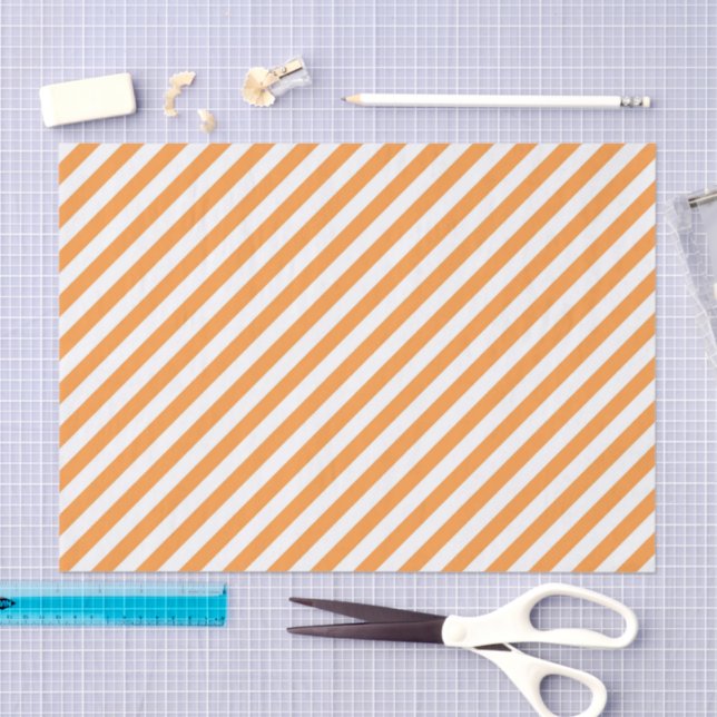Papel De Seda Diagonal orange and white stripes pattern (Artesanía)