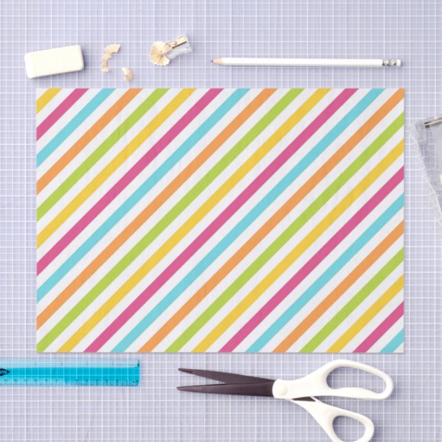 Papel De Seda Diagonal stripes in vibrant colors (Artesanía)